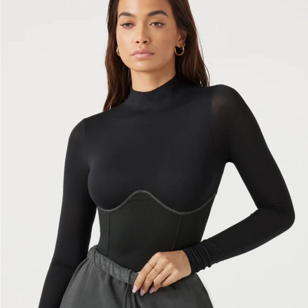 JOAH Brown corset long sleeve